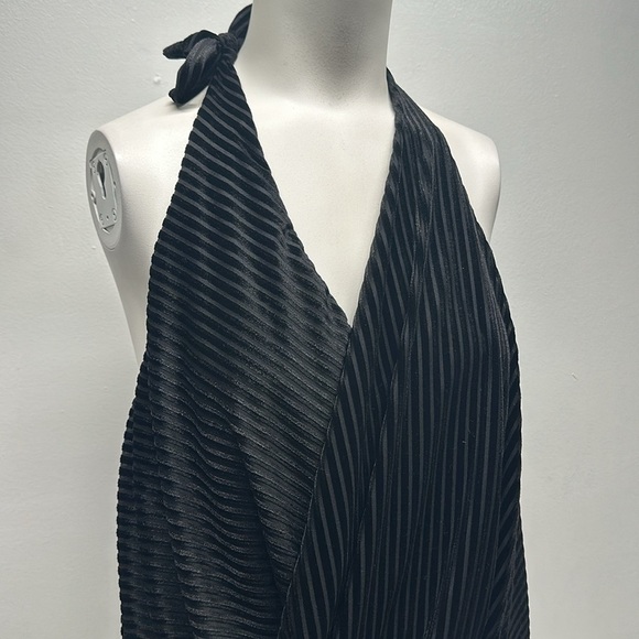 Misa LA Leticia Halter Top Blouse Velvet Velour Stripes Striped Black Size Small - Picture 3 of 10